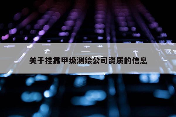 关于挂靠甲级测绘公司资质的信息