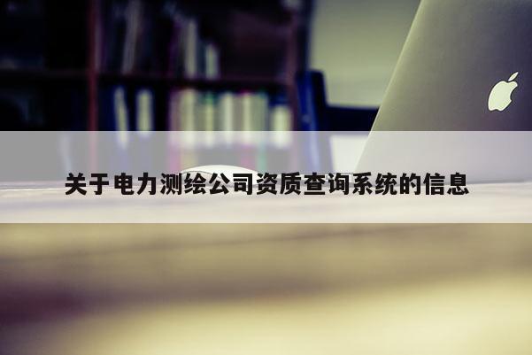 关于电力测绘公司资质查询系统的信息